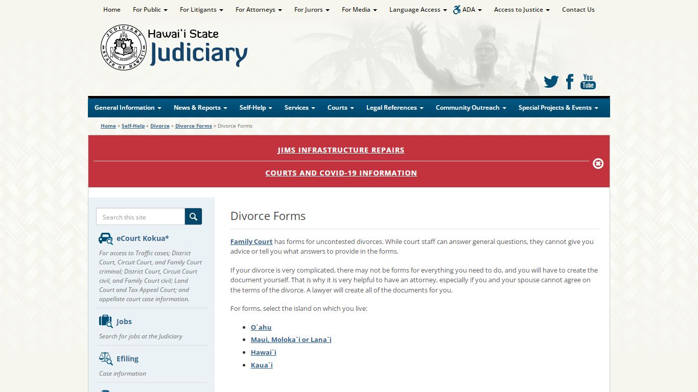 Judiciary | Divorce Forms